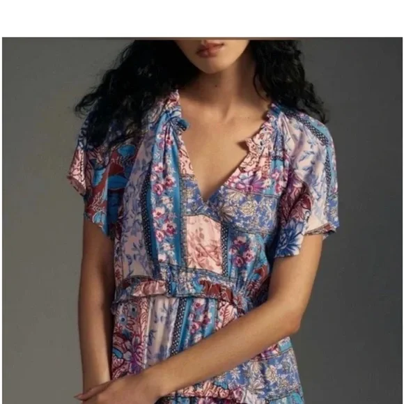 Anthropologie Multicolor Robin Tiered Mini Dress - Picture 3 of 10